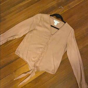 Dusty rose button up top